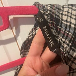 zara plaid shirt with tie on the back